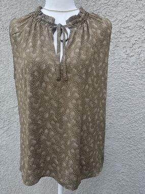 LOFT Olive Dot Tie-Neck Sleeveless Camisole